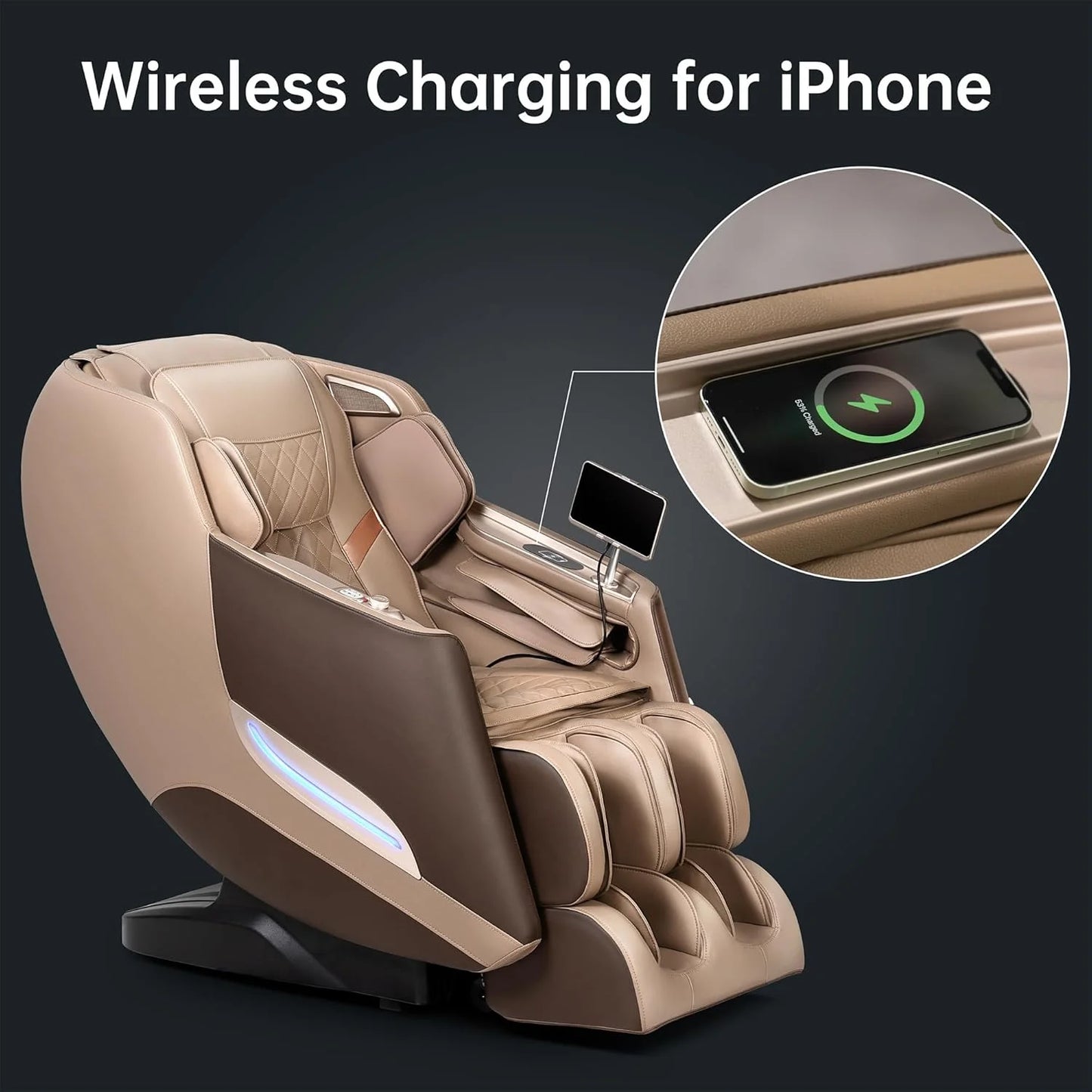 Massage Chair Full Body with Heat, Full Body Zero Gravity SL-Track Shiatsu Massage Chair, 3D Massage Chair with Foot Massage, Bluetooth, Wireless Phone Charger MU412(DP)