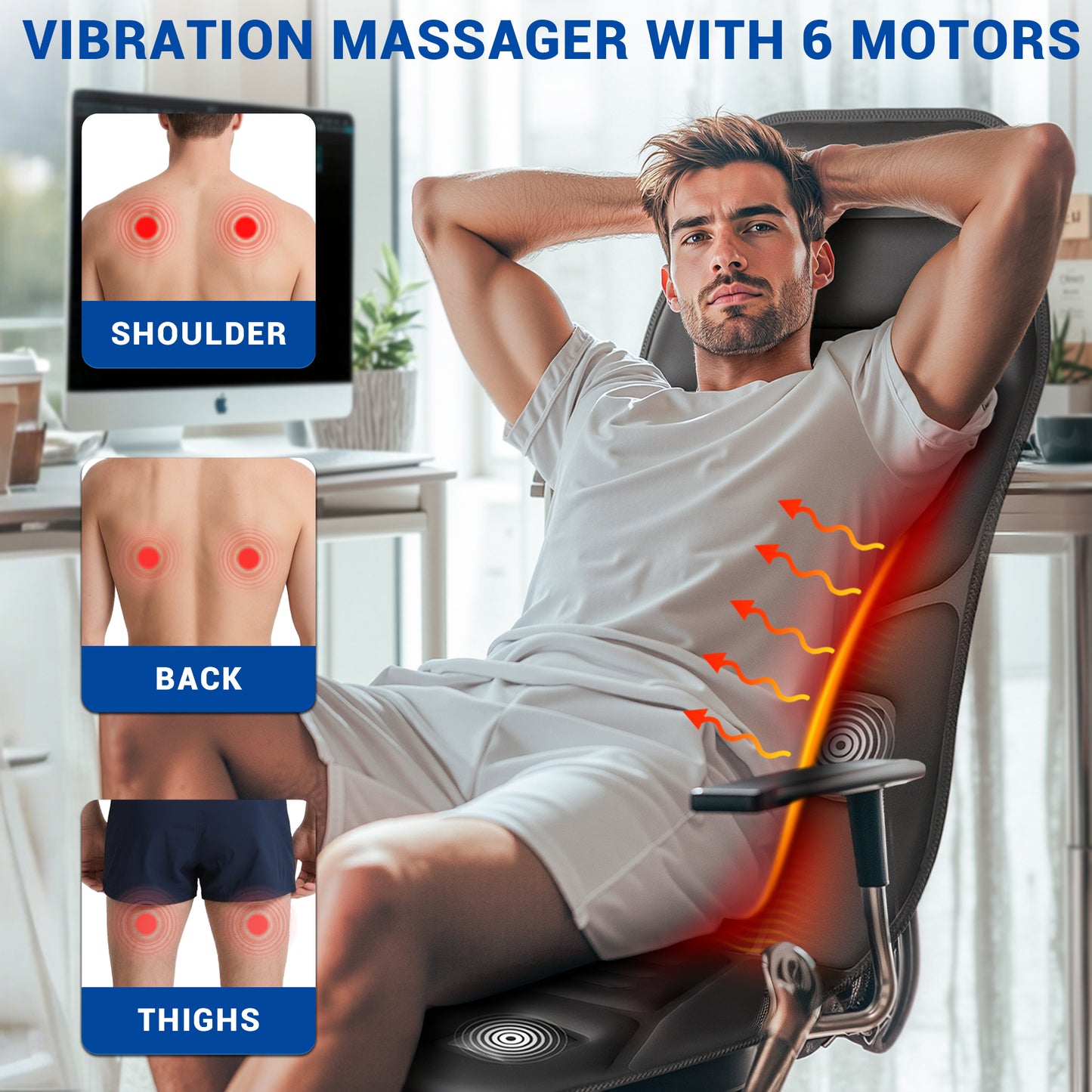 Back Massager with Heat, Vibration Car Chair Massager Pad, Seat Cushion Gifts for Men & Women (DP)