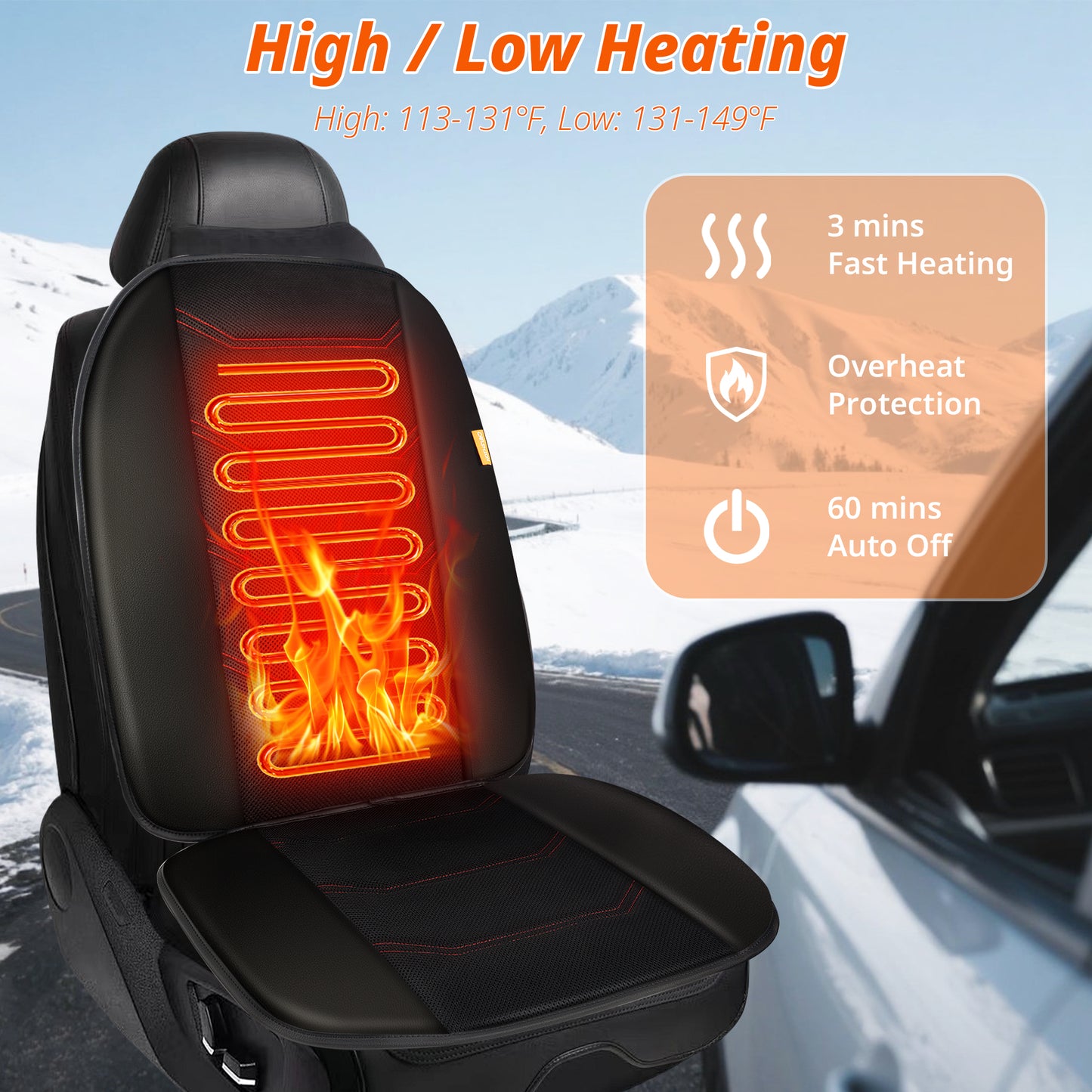 Heated Seat Cushion for Car, Enlarged Fast Heating Seat Cover, Winter Seat Warmer for Car(DP)