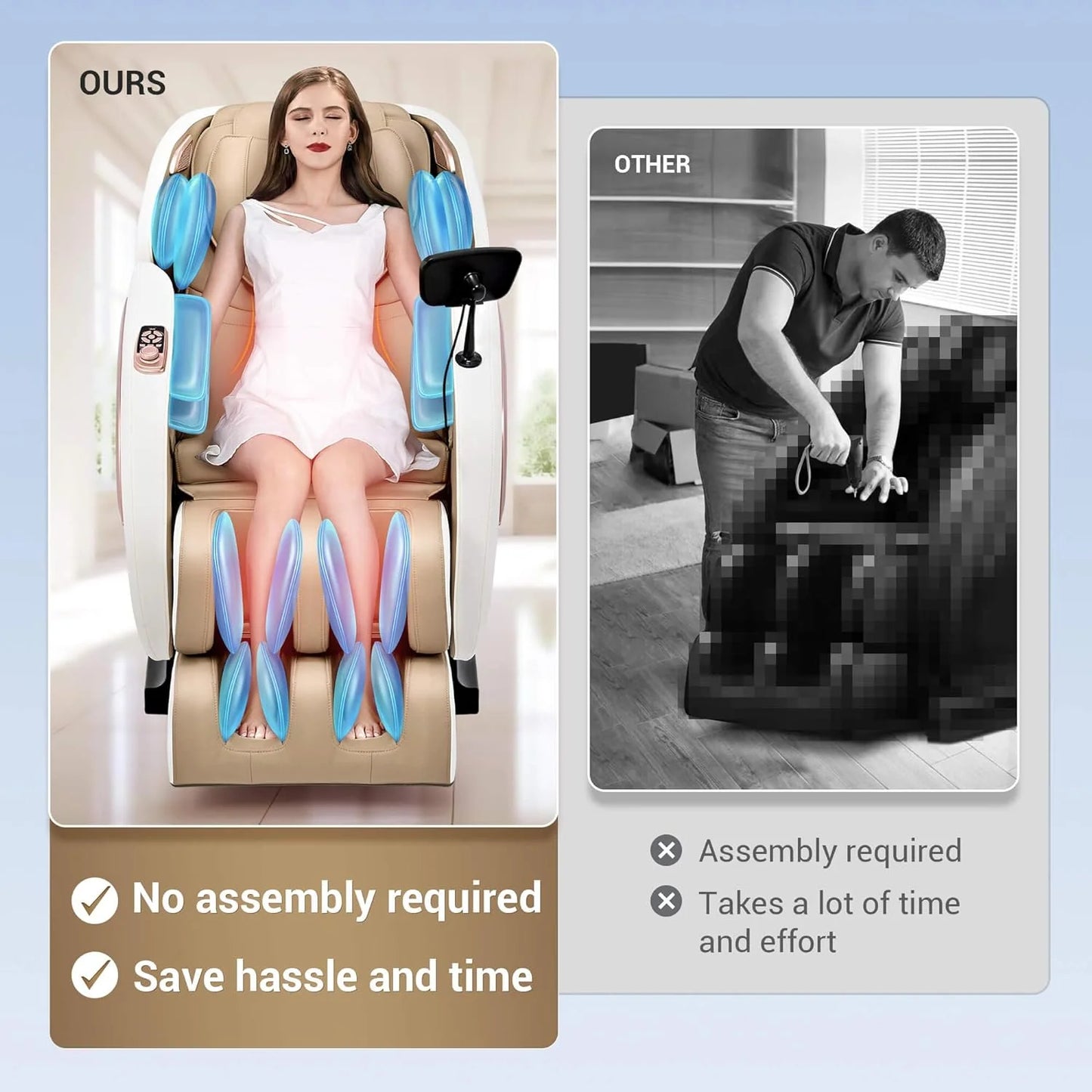 Massage Chair Full Body with Heat, Full Body Zero Gravity Shiatsu Massage Chair, Kneading Massage Chair Recliner with SL-Track, Foot Massage, Bluetooth, USB Charging Port MU313 (DP)