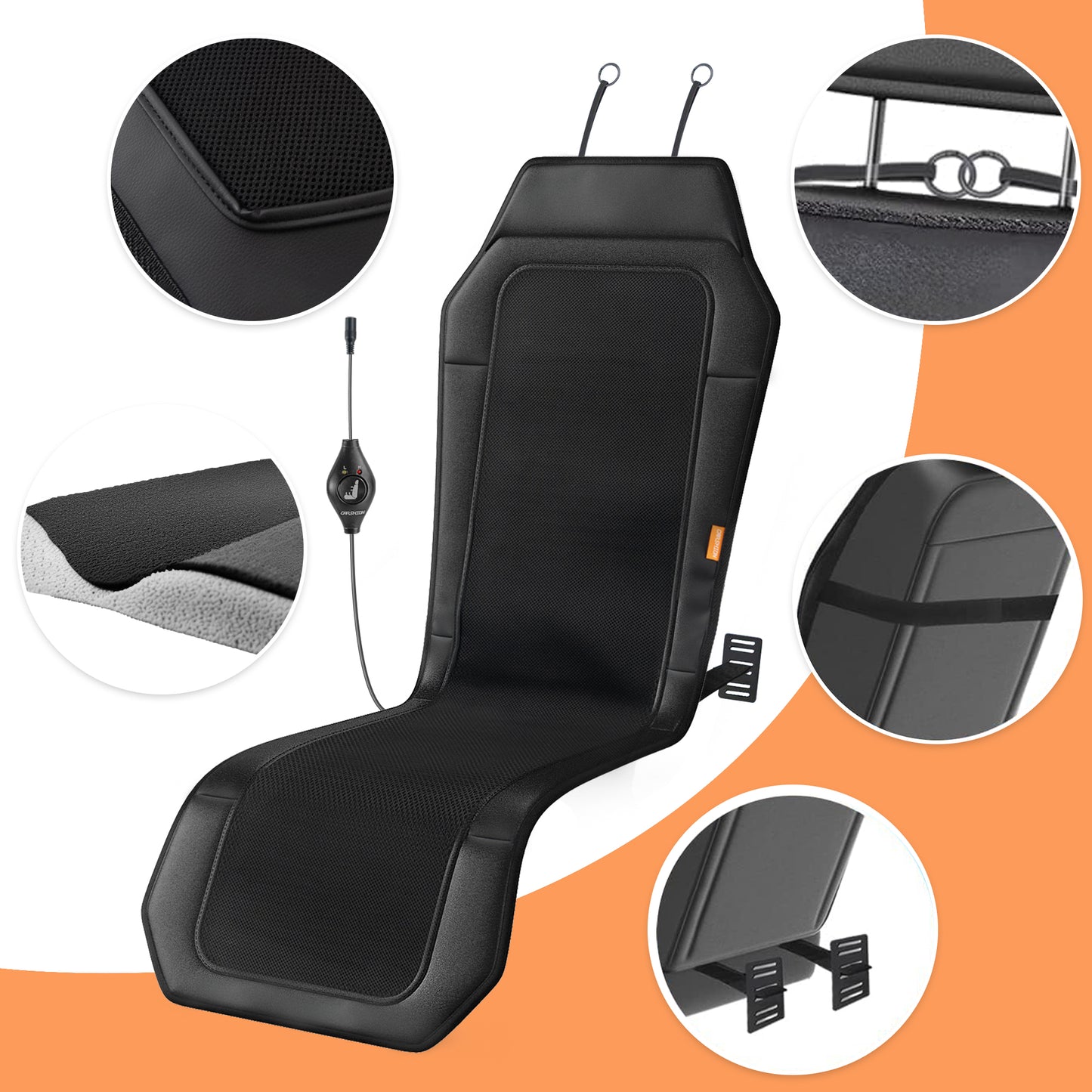 Heated Seat Cover for Car, Extended Seat Cushion Fast Heating, Black(DP)