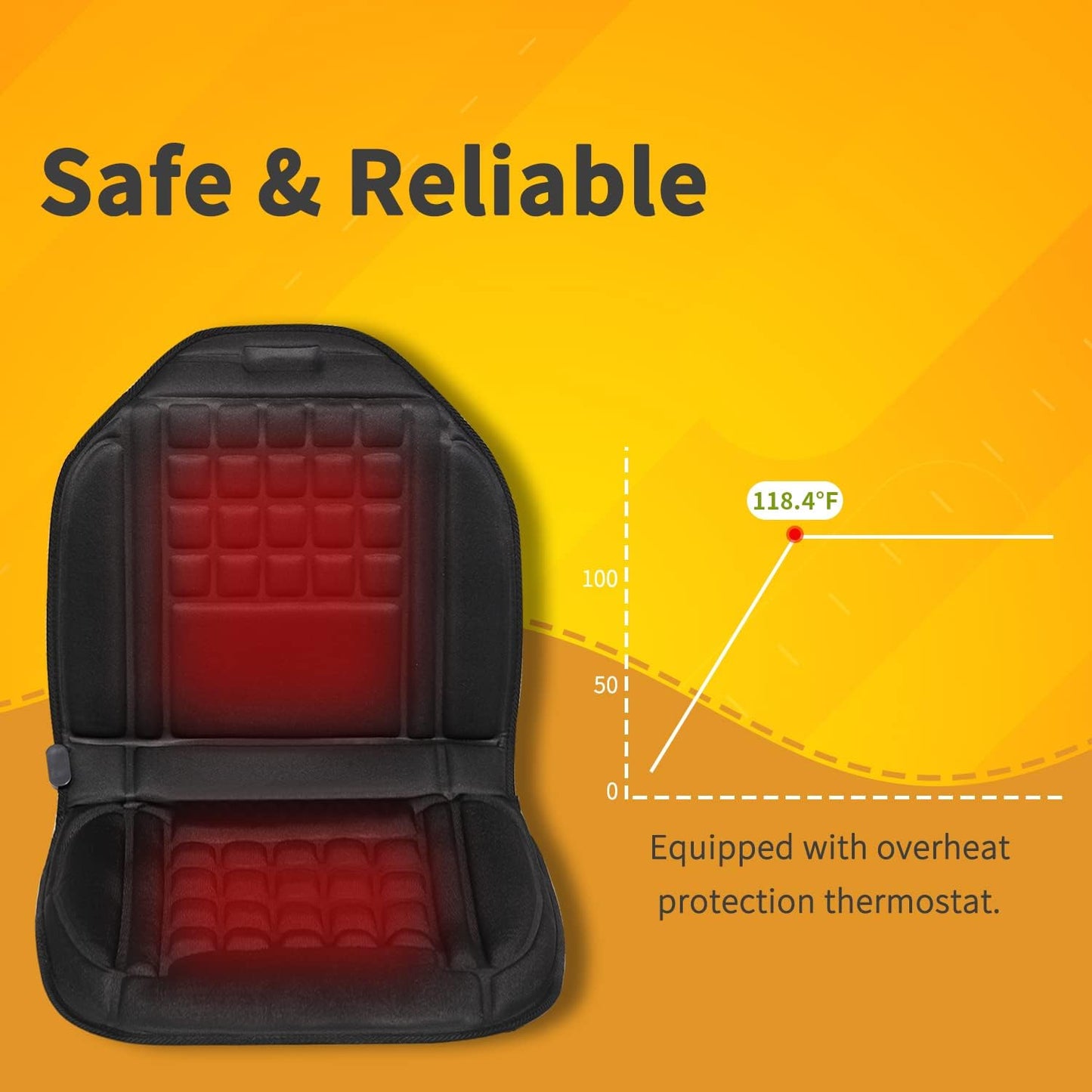 Mynt Car Seat Heater, Portable Seat Cushion 12V Universal Fit for All Vehicles(DP)