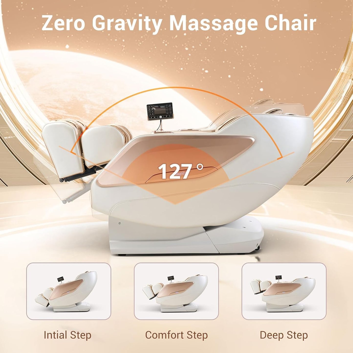 MYNTA 2025 Massage Chair, Full Body Zero Gravity SL Track Shiatsu Massage Chair with Calf Heating, Wireless Charging, White