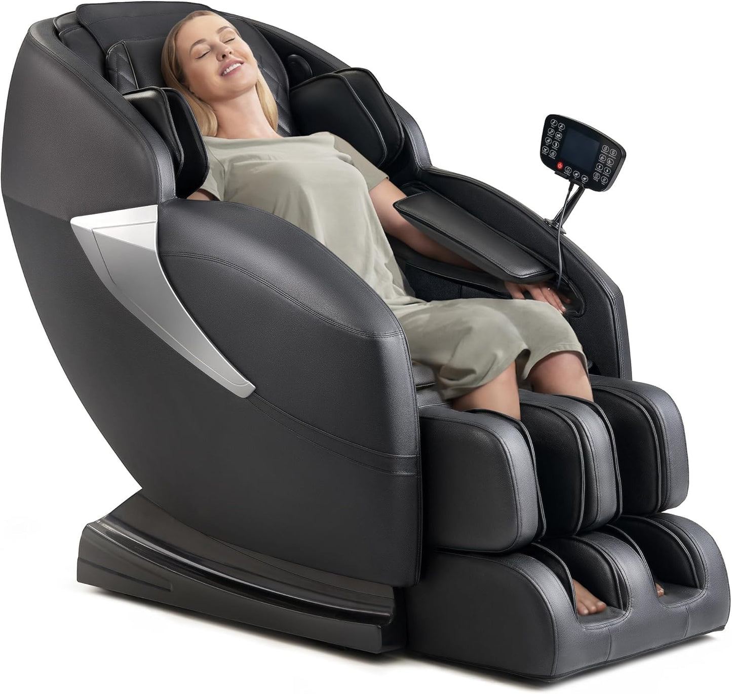 Mazzup Massage Chair, Zero Gravity Shiatsu Massage Chair Full Body and Recliner with Fully Assembled, LCD Screen, Lower Back and Calf Heating, Air Compression, Black (DP)