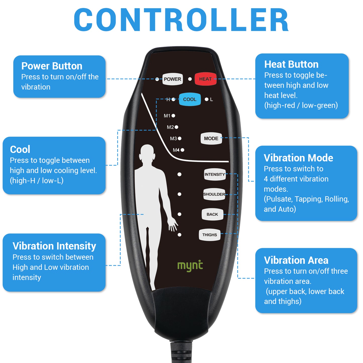Back Massager with Heat and Cool, Chair Massage Cushion with Vibration Massage and 2 fans for All Season (DP)