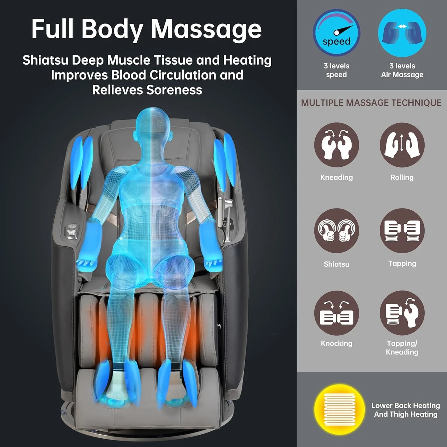 Massage Chair Full Body with Heat, Full Body Zero Gravity SL-Track Shiatsu Massage Chair,3D Massage Chair with Foot Massage, Bluetooth, Wireless Phone Charger(DP)