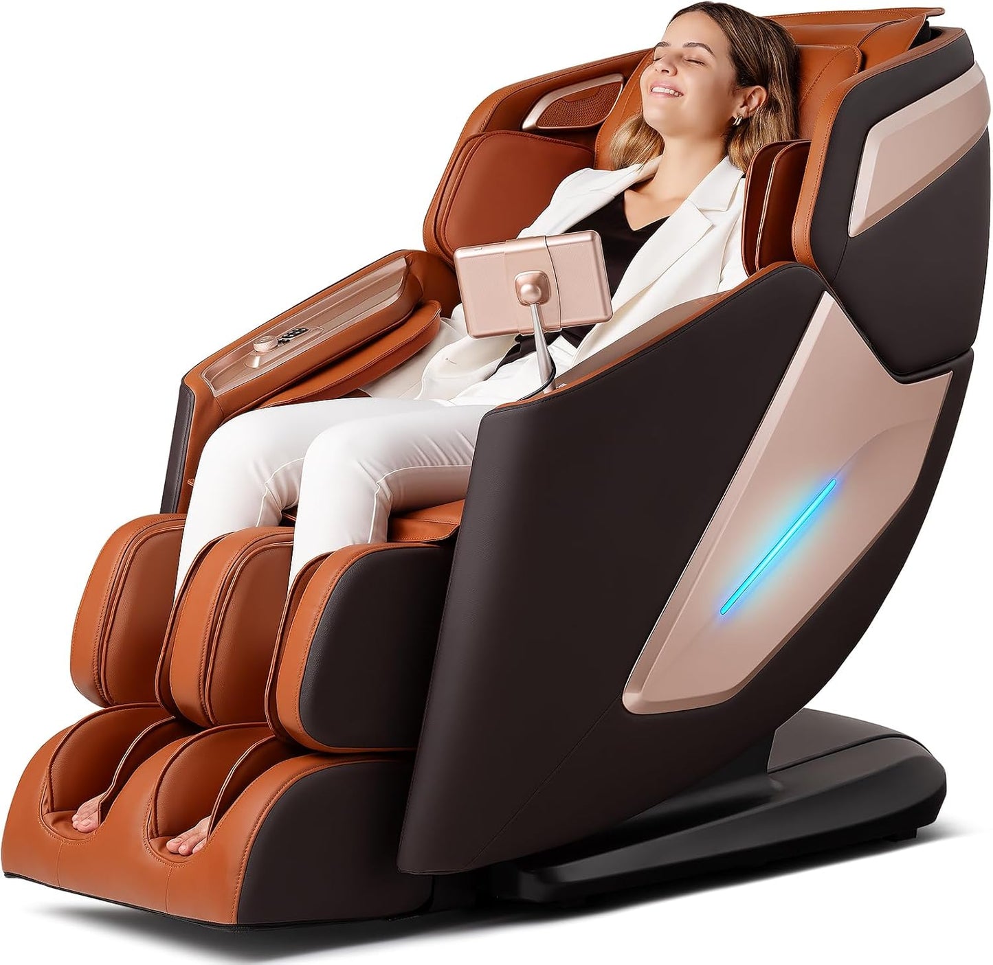 Mazzup 4D Massage Chair, Full Body Massage Chair, Zero Gravity Recliner w/Intelligent Voice Control, 53.14" SL Track, Electric Calfrest Extension, 12 Auto Modes, USB Type-C, Bluetooth Speaker, TFT Screen