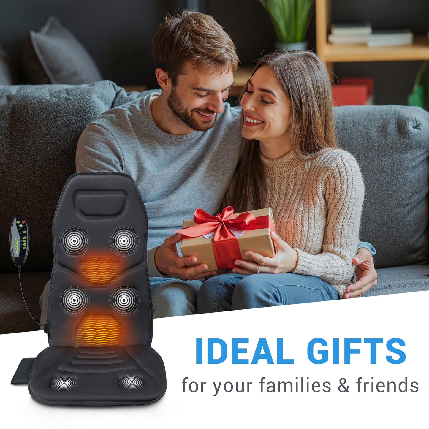 Back Massager with Heat, Vibration Car Chair Massager Pad, Seat Cushion Gifts for Men & Women (DP)