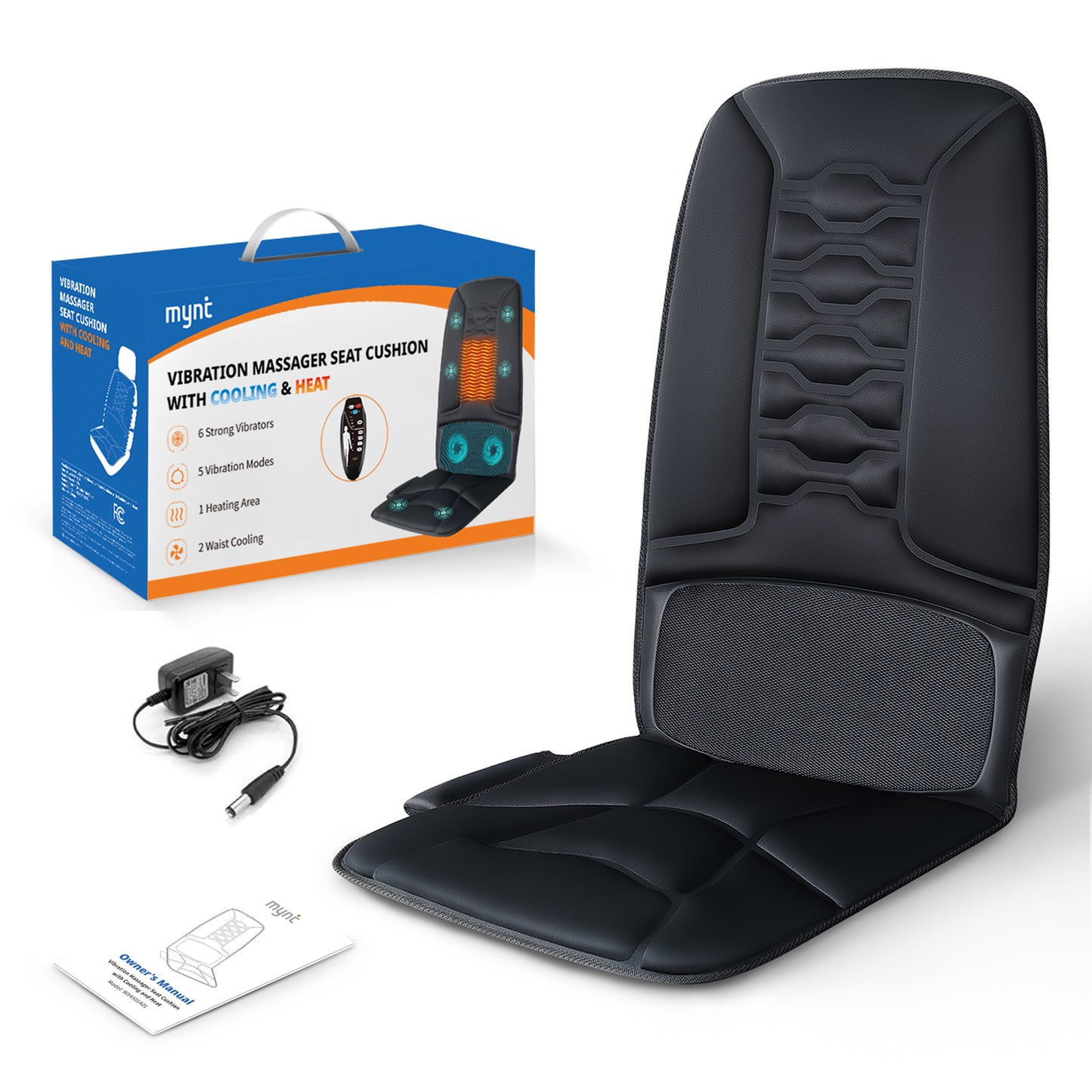 Back Massager with Heat and Cool, Chair Massage Cushion with Vibration Massage and 2 fans for All Season (DP)