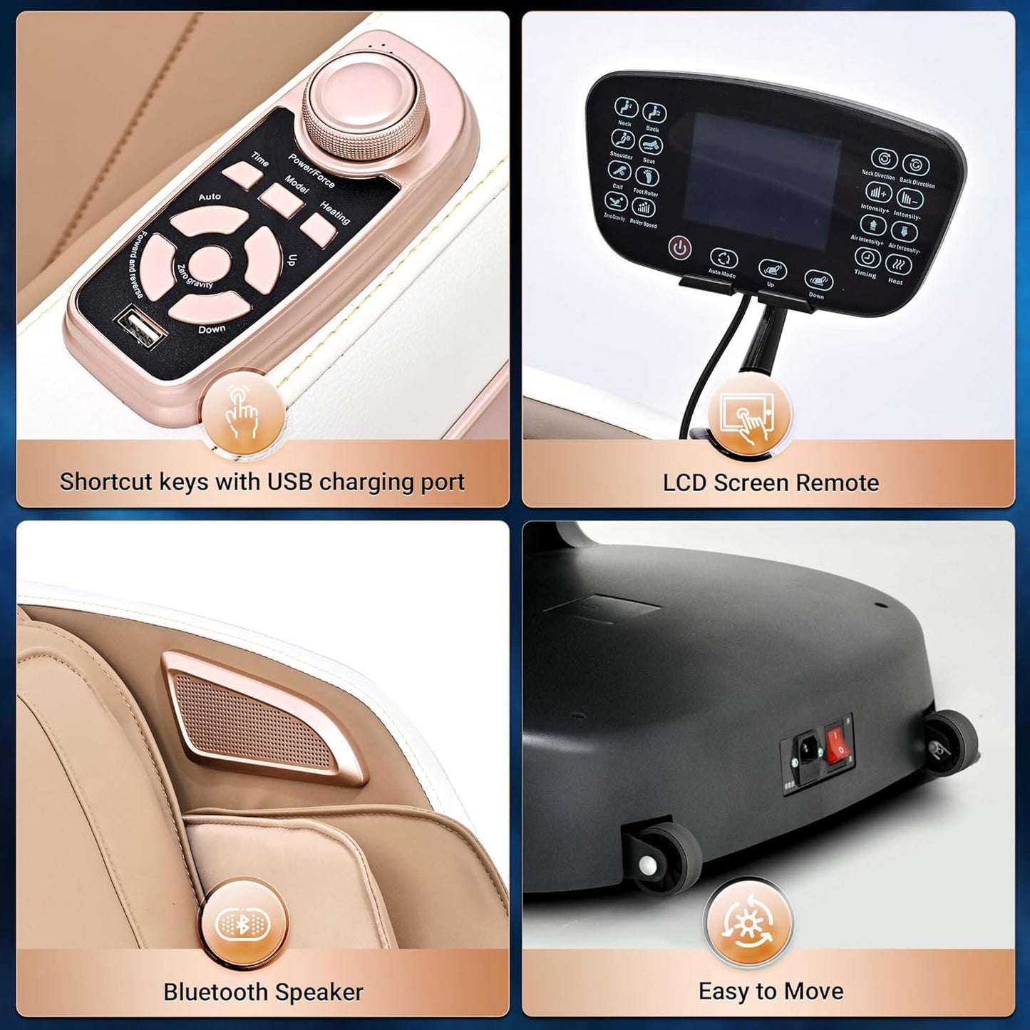 Massage Chair Full Body with Heat, Full Body Zero Gravity Shiatsu Massage Chair, Kneading Massage Chair Recliner with SL-Track, Foot Massage, Bluetooth, USB Charging Port MU313 (White)