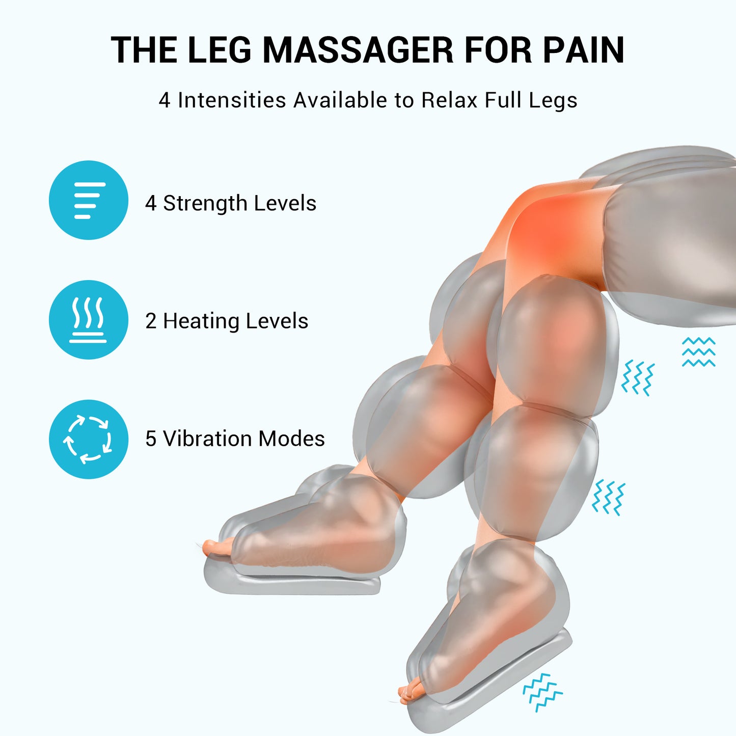 Leg Massager with Heat and Compression, Relaxation and Pain Relief, Black (DP)