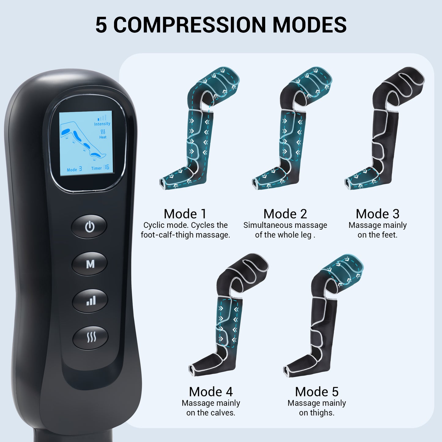 Leg Massager with Heat and Compression, Relaxation and Pain Relief, Black (DP)