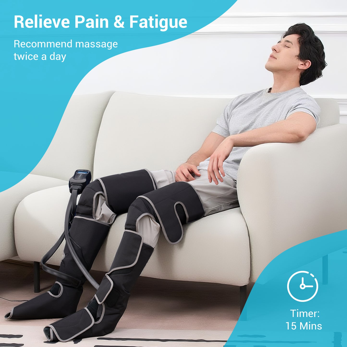 Leg Massager with Heat and Compression, Relaxation and Pain Relief, Black (DP)