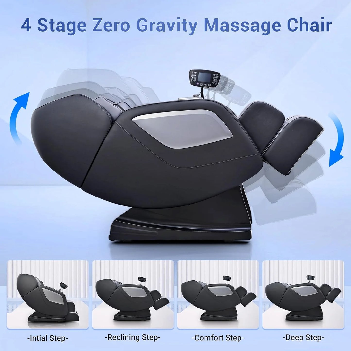 Mazzup Full Body Zero Gravity Shiatsu Massage Chair with Fully Assembled, LCD Screen, Shortcut Keys, USB Charging Port, Heat, Ideal Gift for Loved Ones, Parents, Balck (DP)