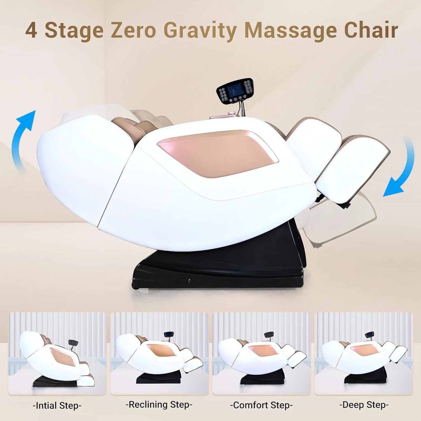 Massage Chair Full Body with Heat, Full Body Zero Gravity Shiatsu Massage Chair, Kneading Massage Chair Recliner with SL-Track, Foot Massage, Bluetooth, USB Charging Port MU313 (DP)