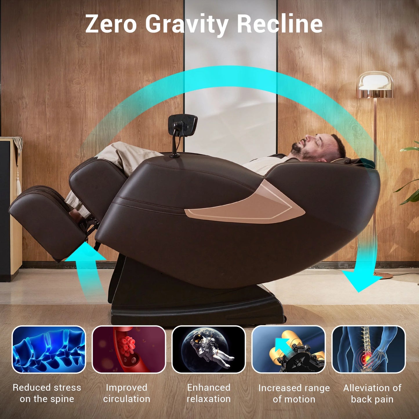 Mazzup Massage Chair Full Body, Shiatsu Zero Gravity Massage Chair with Fully Assembled, LCD Screen, Lower Back and Calf Heating, Air Compression, Brown (DP)