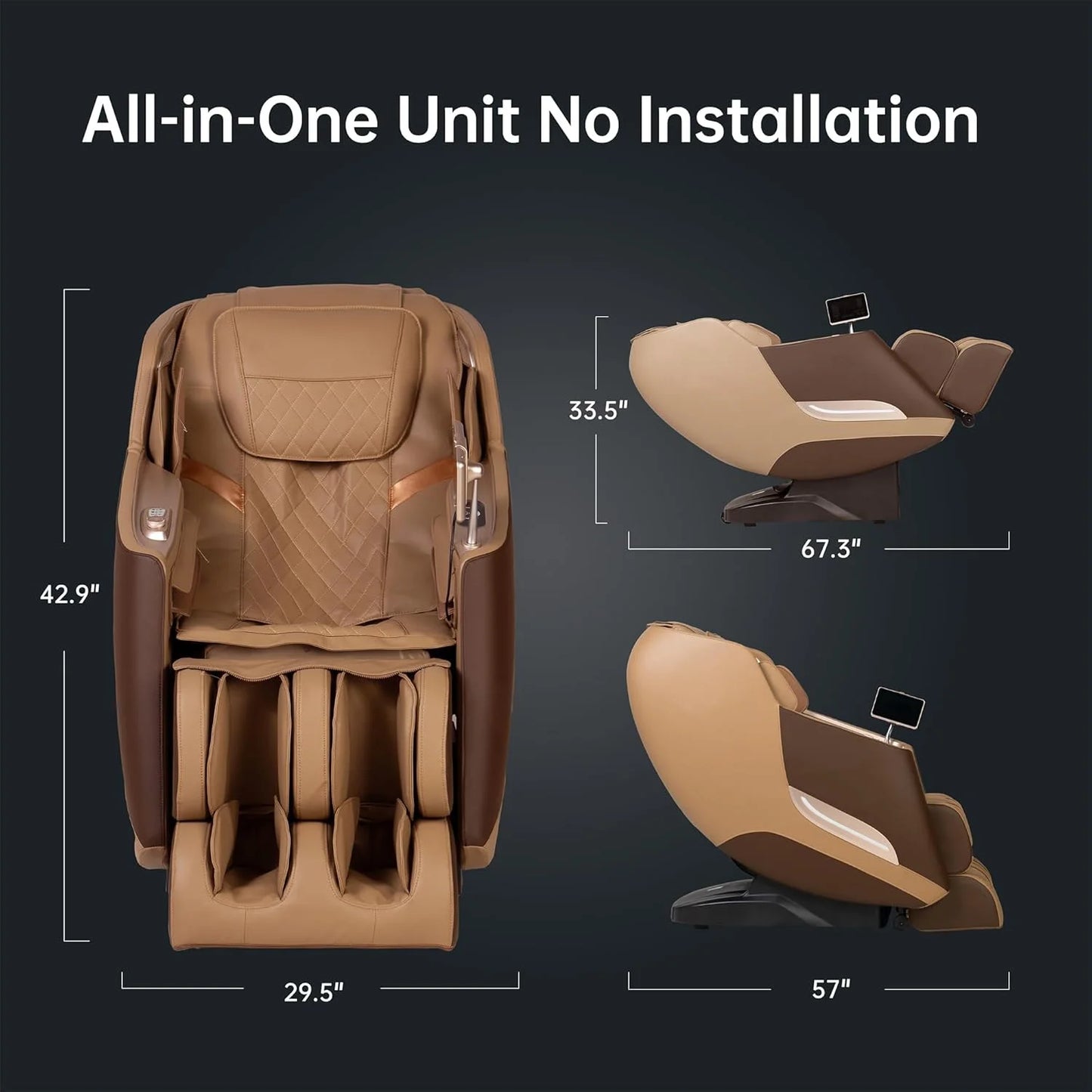 Massage Chair Full Body with Heat, Full Body Zero Gravity SL-Track Shiatsu Massage Chair, 3D Massage Chair with Foot Massage, Bluetooth, Wireless Phone Charger MU412(DP)