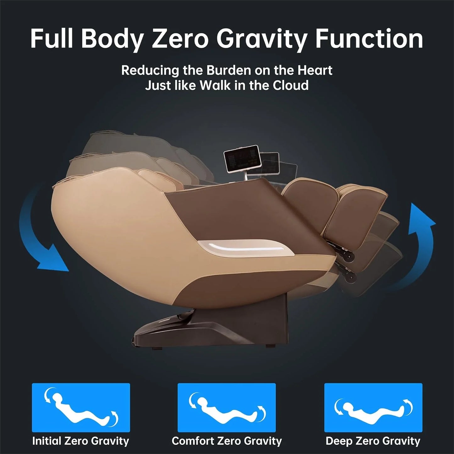 Massage Chair Full Body with Heat, Full Body Zero Gravity SL-Track Shiatsu Massage Chair, 3D Massage Chair with Foot Massage, Bluetooth, Wireless Phone Charger MU412(DP)