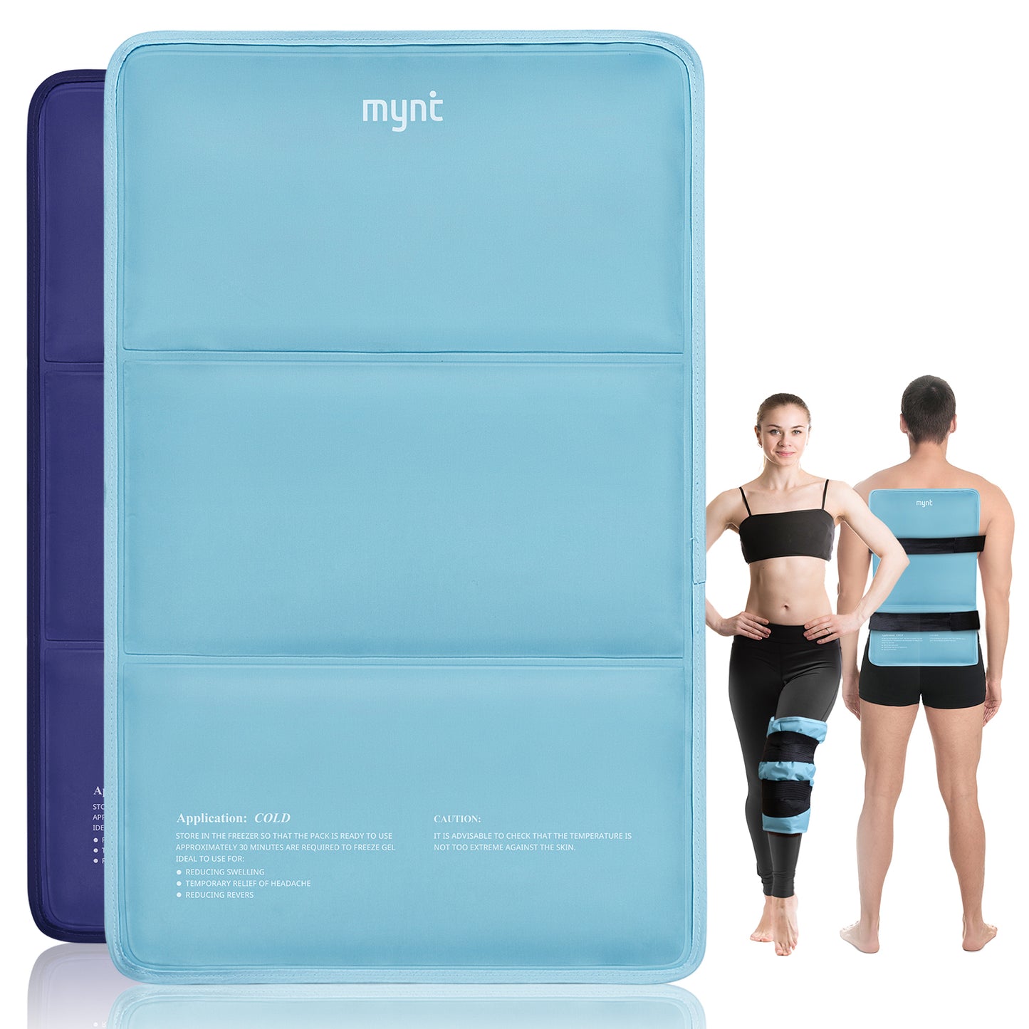 Mynt Reusable Gel Ice Pack with Large Size of 21''x13'' and 2 Adjustable Straps for Neck Shoulder Back Waist Leg Knee Ankle Injuries(Sky Blue)