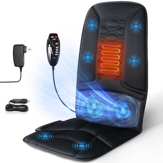 Back Massager with Heat and Cool, Chair Massage Cushion with Vibration Massage and 2 fans for All Season (DP)