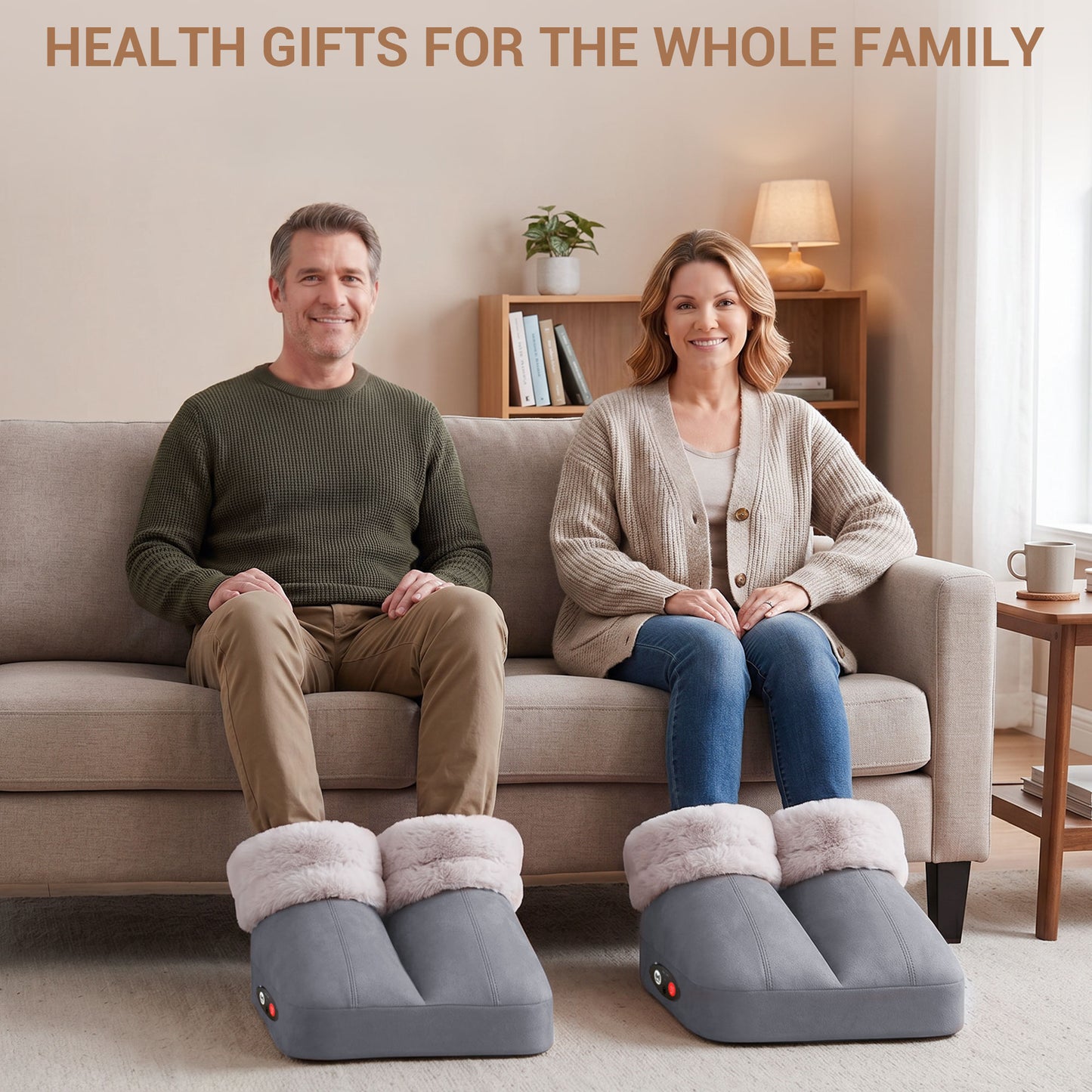 Mynt Foot Massager for Circulation, Foot Warmer with 2 Vibration & 2 Heating, Winter Gift, Gray