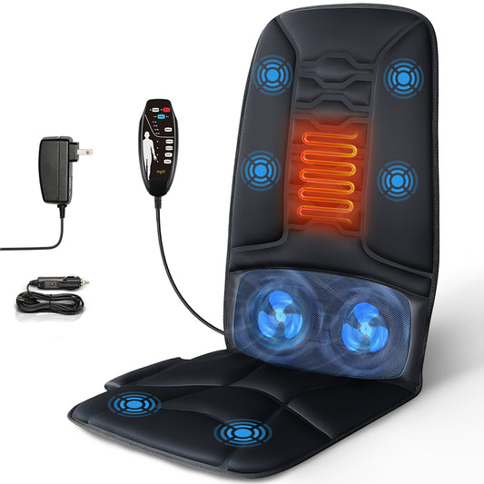 Back Massager with Heat and Cool, Chair Massage Cushion with Vibration Massage and 2 fans for All Season (DP)