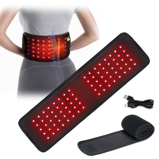 Mynt Red Light Therapy Heating Massage Belt, Infrared Light Therapy Wrap for Back Waist Shoulder Pain Relief, Black(DP)