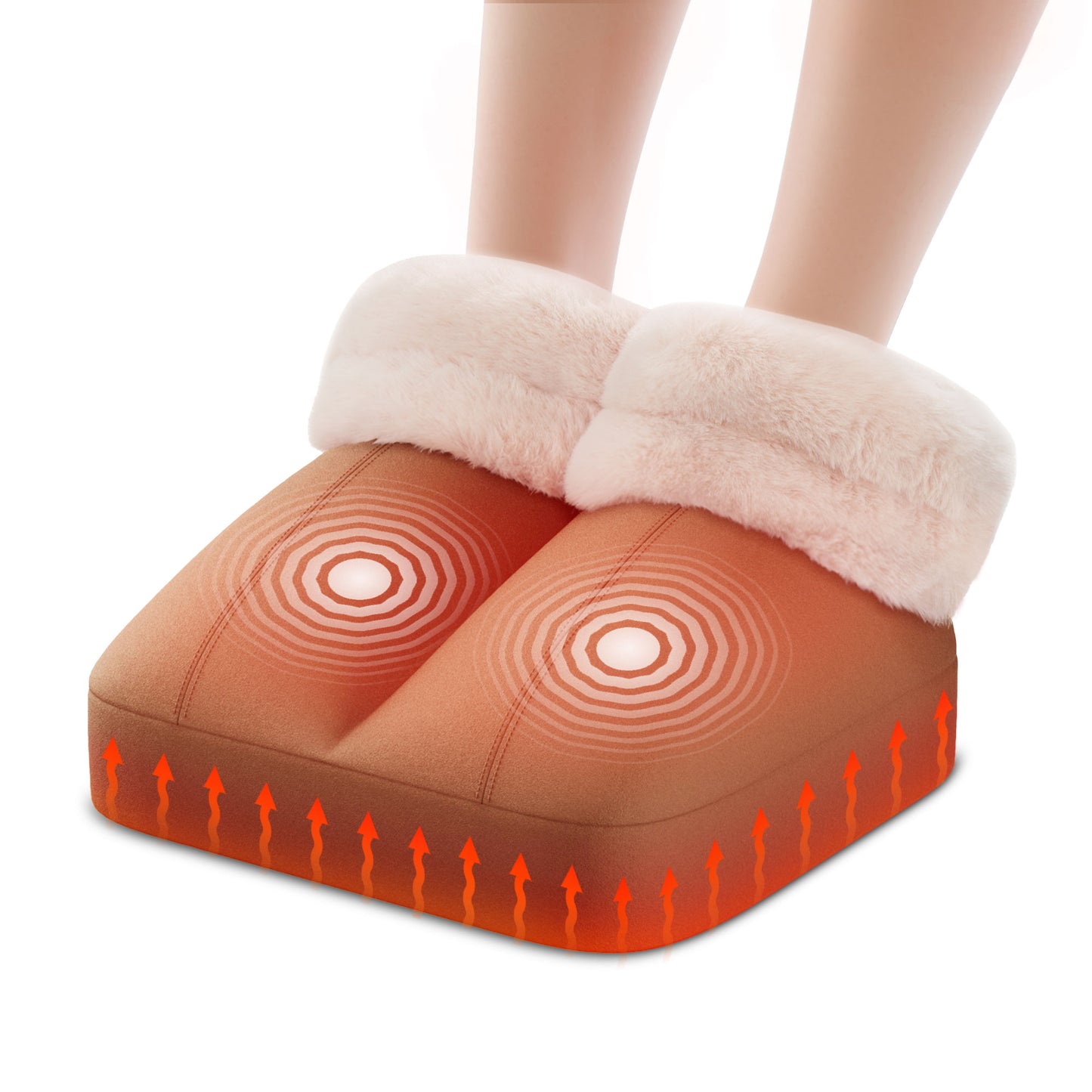 Mynt Foot Massager with Heat, Electric Foot Warmer with Vibration for Women & Men, Brown