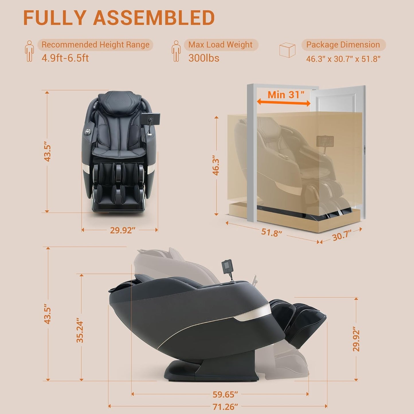 MYNTA 3D Massage Chair Full Body 2025 Shaitsu SL Track Massage Chairs with Zero Gravity Full Body Airbags & Heating, MC1650(Grey)