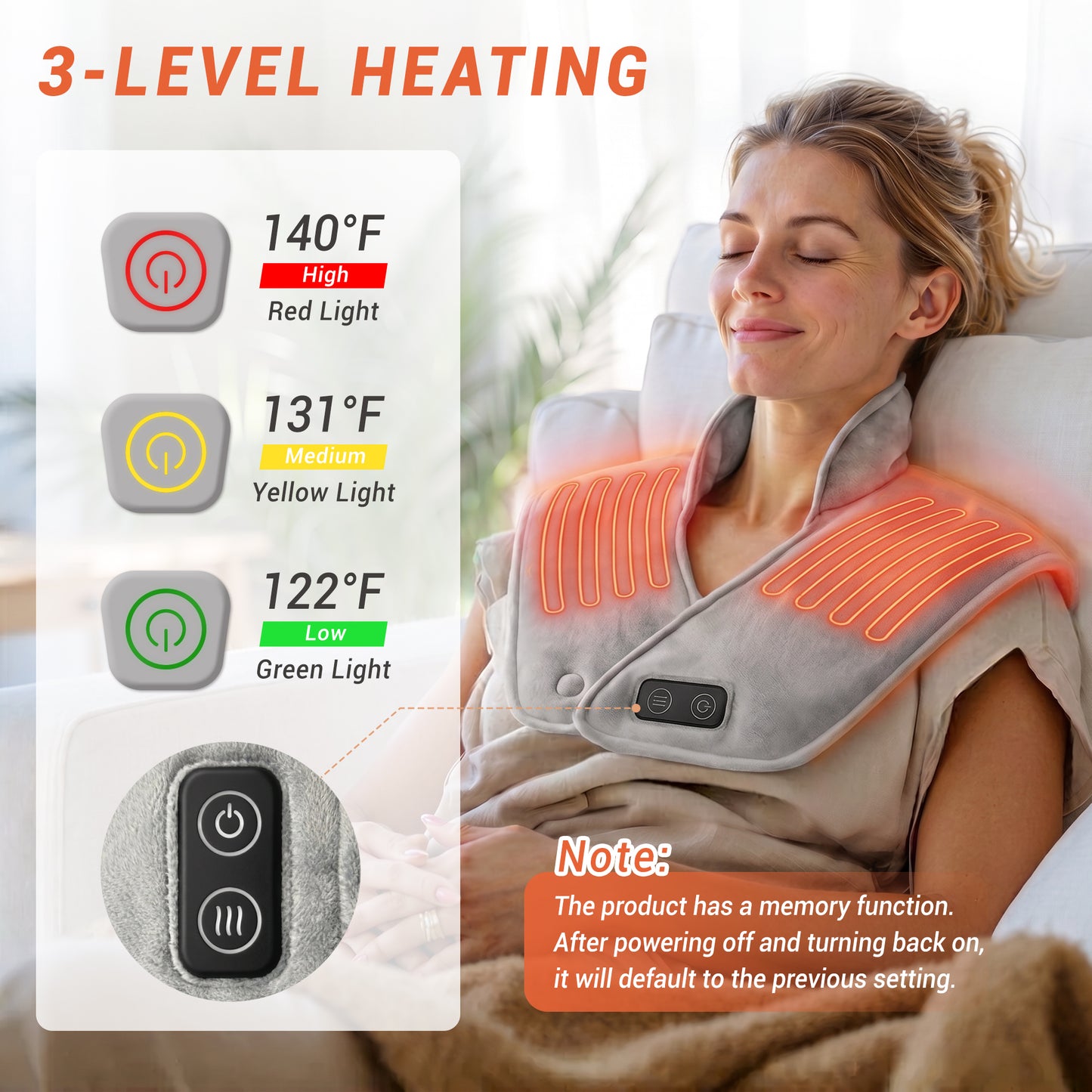 Mynt Heating Pad for Neck Shoulder Back, Weighted Shoulder Heating Pad with 3 Heating & Auto-Off, Gray