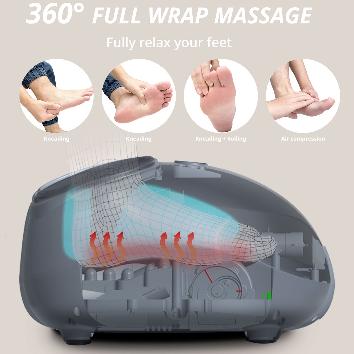 MYNT Shiatsu Foot Massager, Fits Up to Men Size 14, Kneading & Rolling, Air Compression, Wireless Remote, Black（DP)