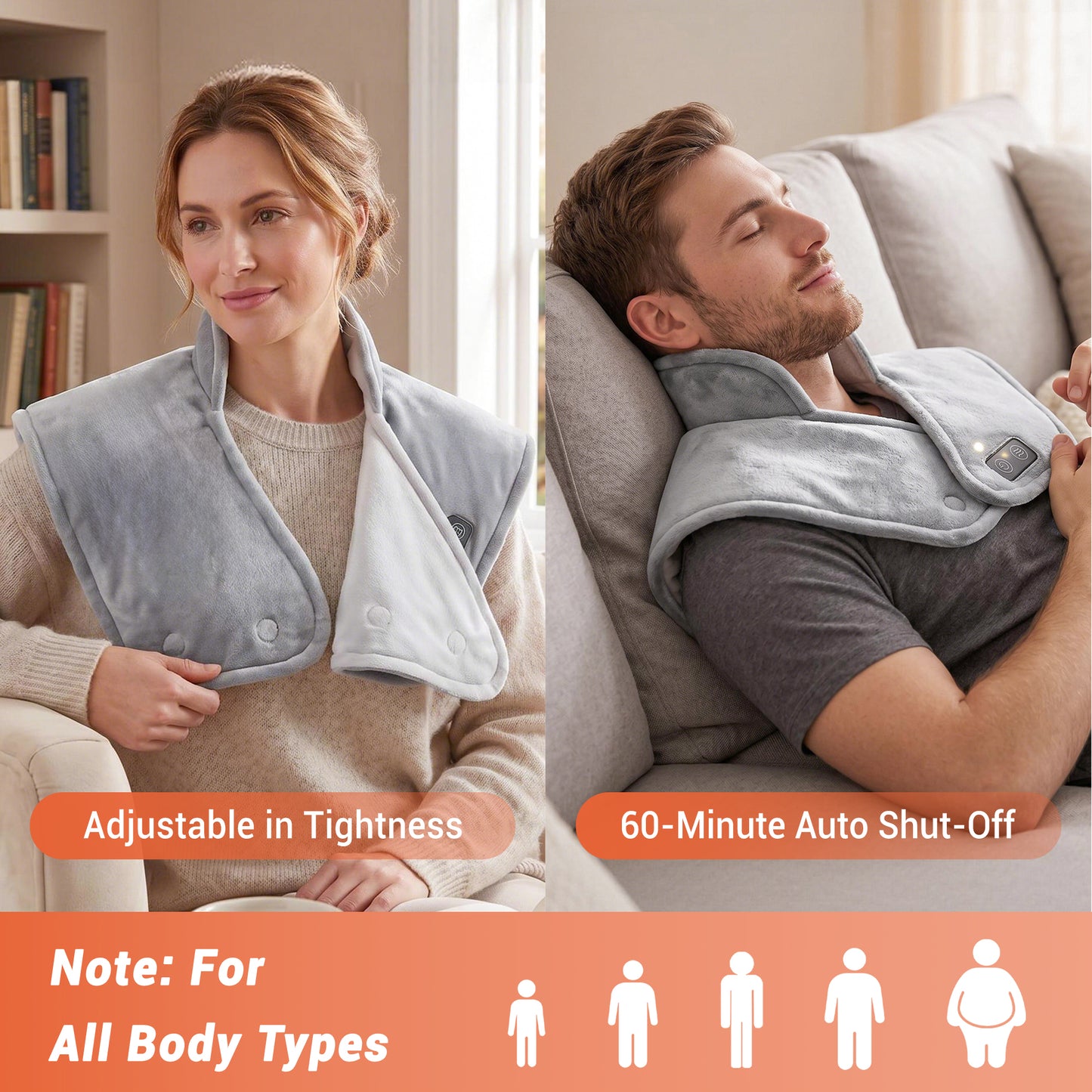 Mynt Heating Pad for Neck Shoulder Back, Weighted Shoulder Heating Pad with 3 Heating & Auto-Off, Gray