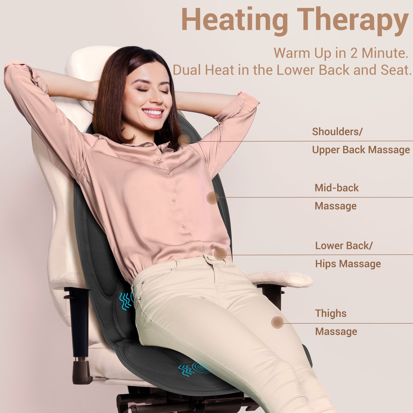 Mynt Back Massager Seat Cushion Massager with Heat, 8 Vibration Massage Nodes Massage Chair Pad for Home Office Chair (DP)