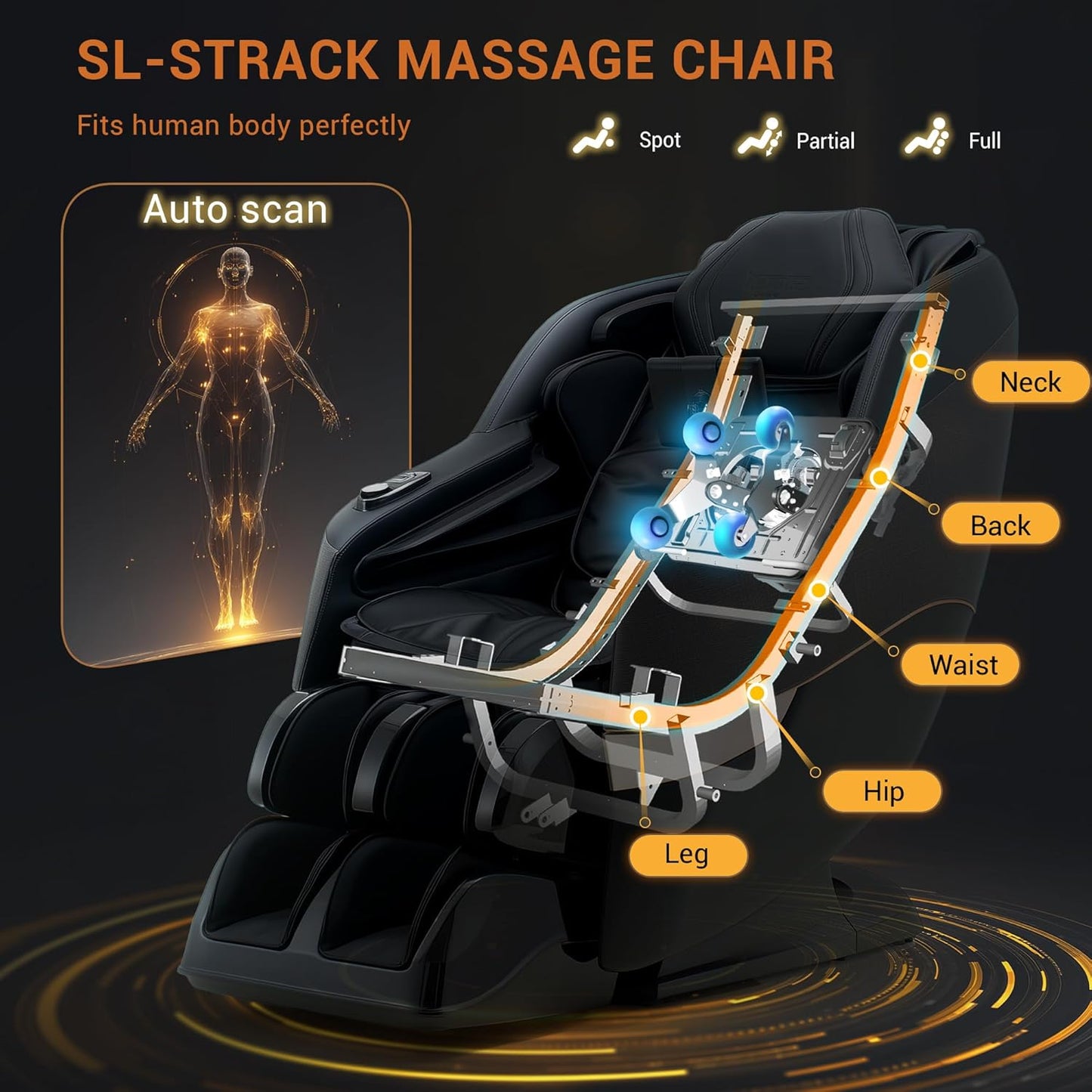 MYNTA 3D Massage Chair Full Body 2025 Shaitsu SL Track Massage Chairs with Zero Gravity Full Body Airbags & Heating, MC1650(Grey)