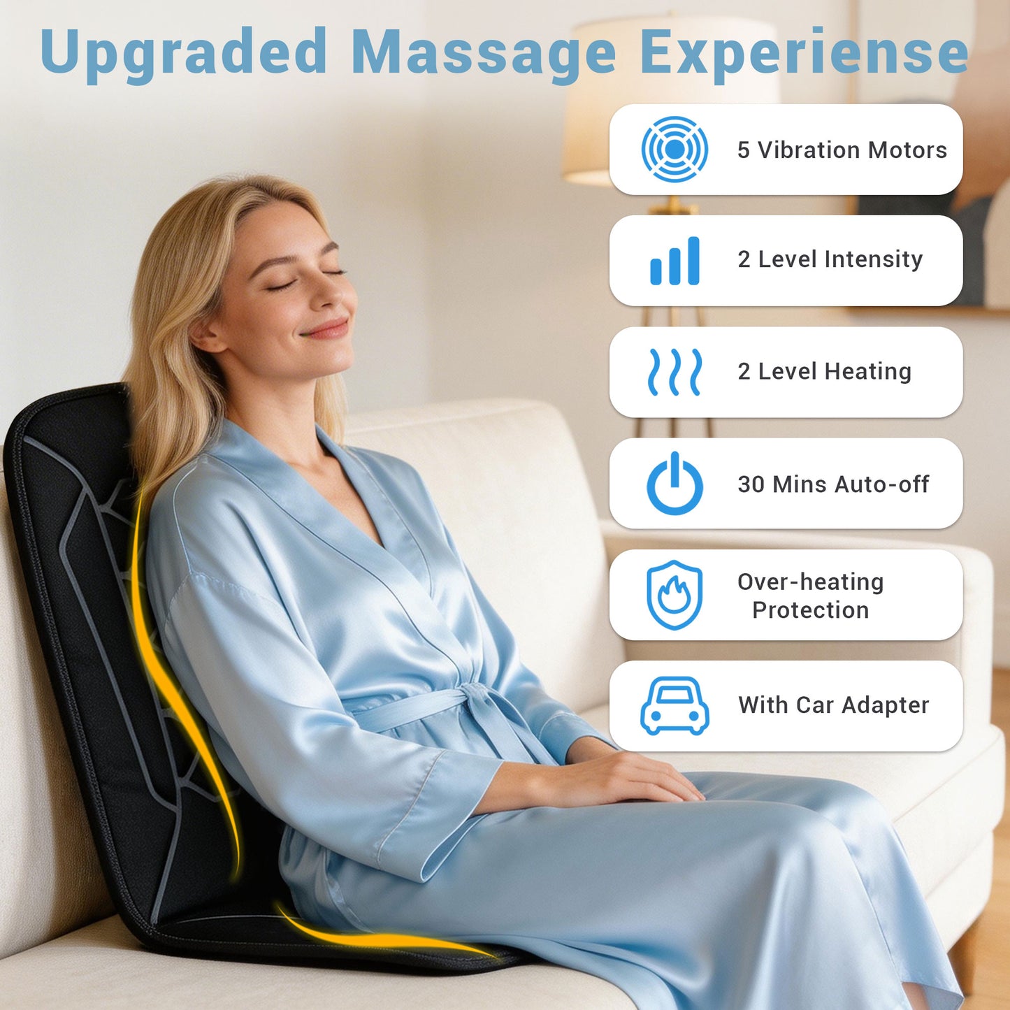 Mynt Vibration Massage Pad with Heat, Back Massager for Car and Chair, Black(DP)