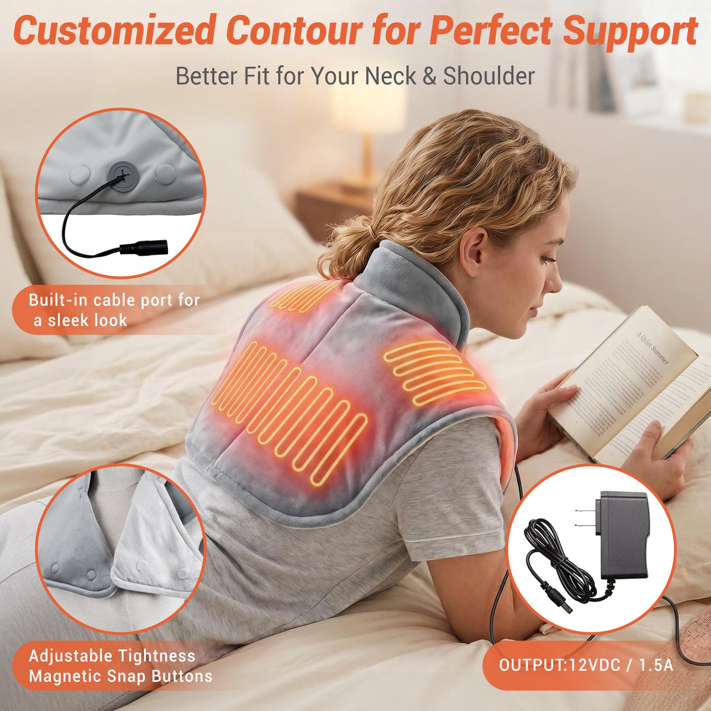 Mynt Heating Pad for Neck Shoulder Back, Weighted Shoulder Heating Pad with 3 Heating & Auto-Off, Gray