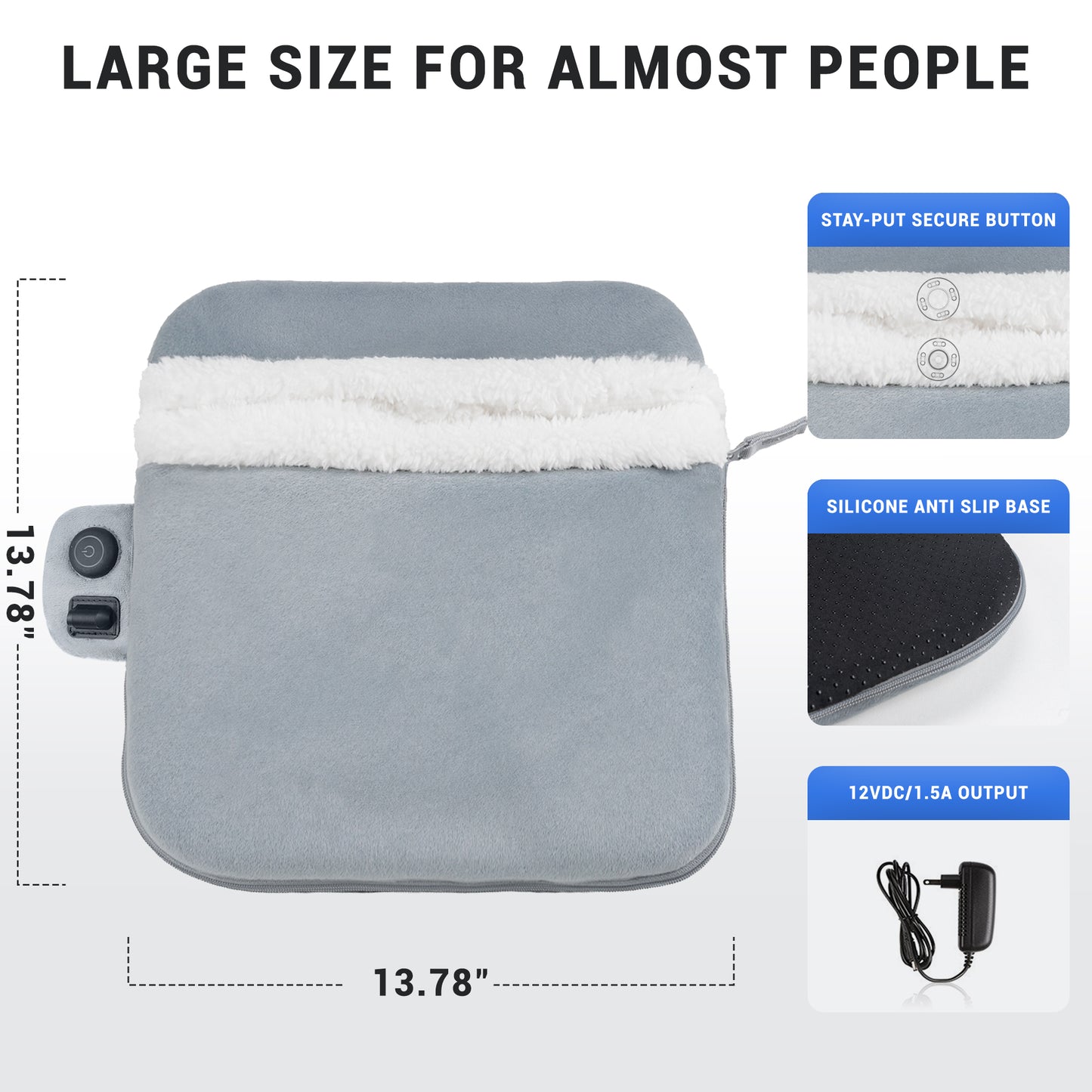 Mynt Heating Pad for Feet, Electric Heated Foot Warmers with 3 Heat Levels & Auto Shut Off, Gray