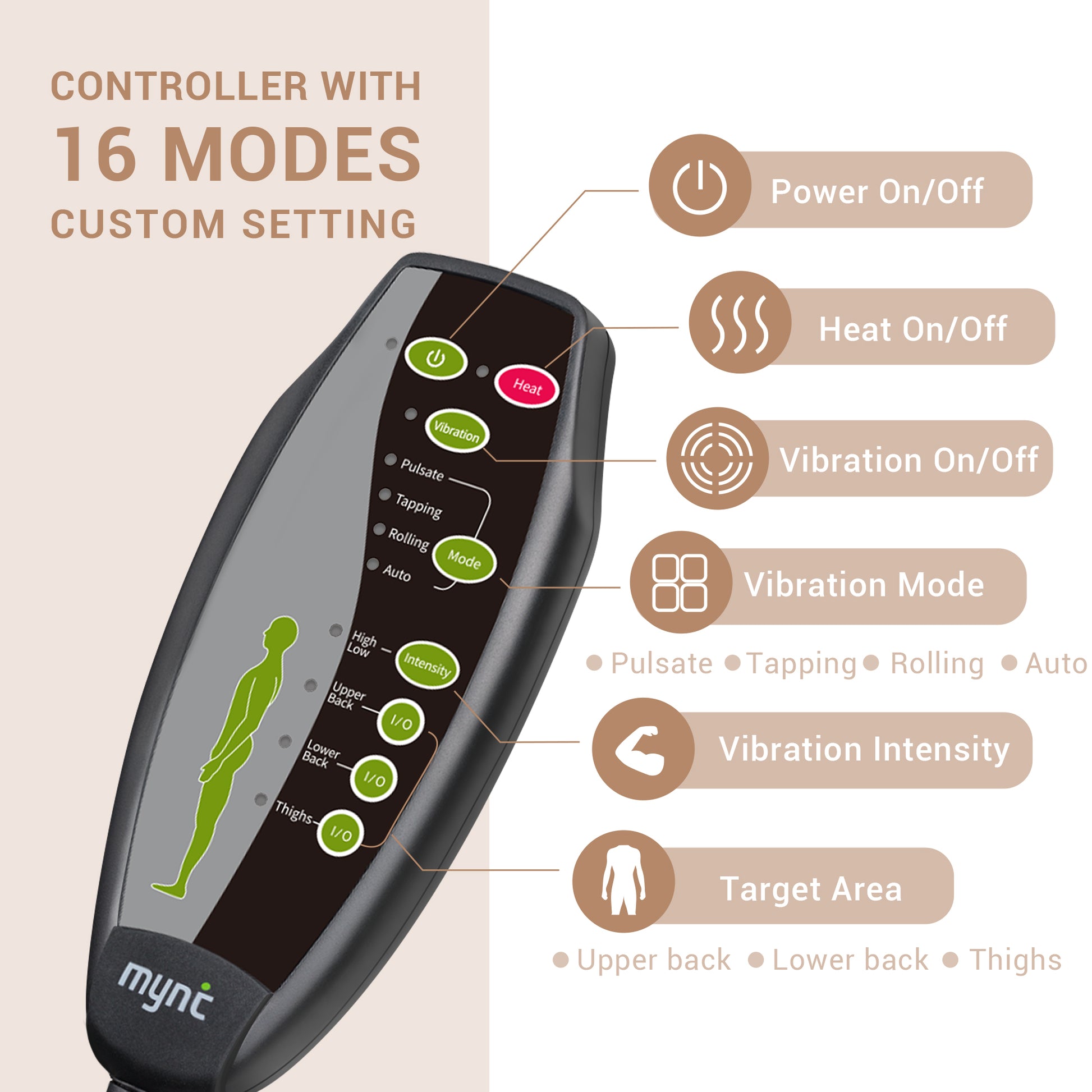 Mynt Back Massager Seat Cushion Massager with Heat, 8 Vibration Massag HelloMynt Mynt Back Massager Seat Cushion Massager with Heat, 8 Vibration Massag HelloMynt