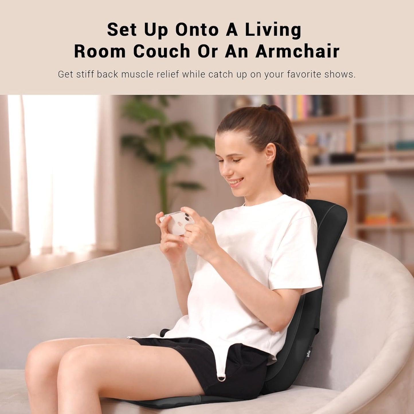 Mynt Shiatsu Back Massager for Chair with Heat, Deep Kneading Massage Pad for Office Home Use, Black(DP)