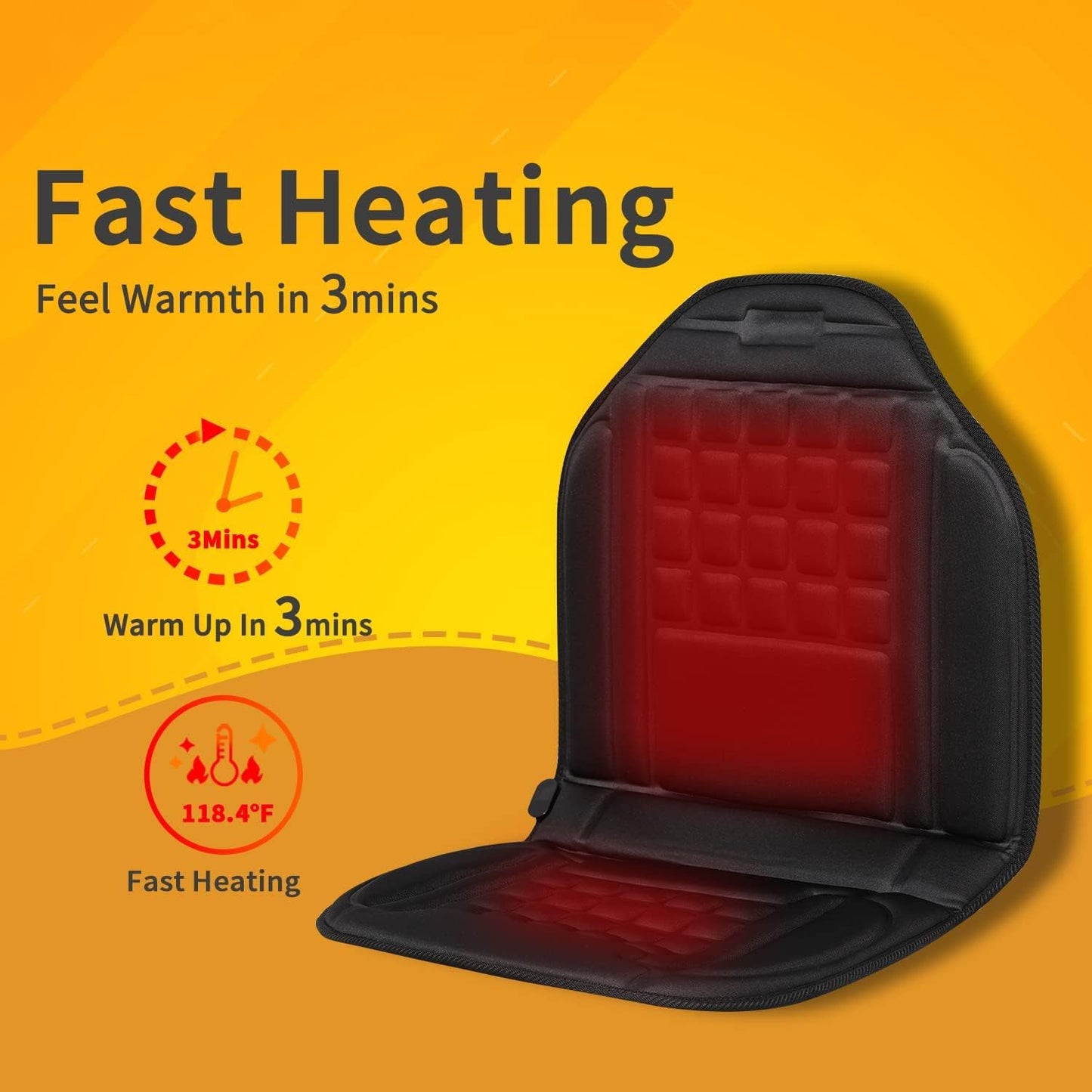 Mynt Car Seat Heater, Portable Seat Cushion 12V Universal Fit for All Vehicles（DP)