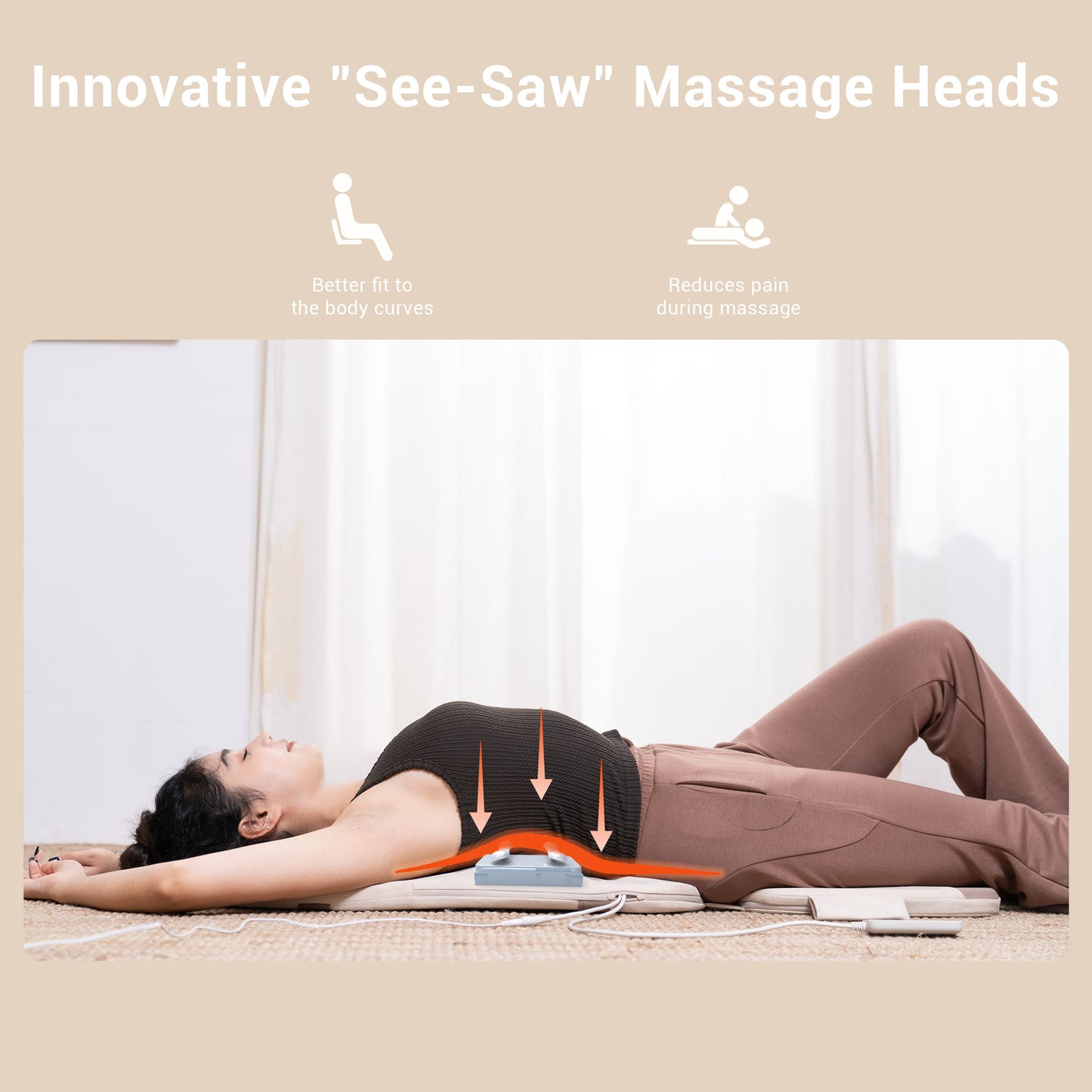 Mynt Back Massager with Heat, Foldable Shiatsu Seat Massage Cushion for Home/Office, Brown (DP)