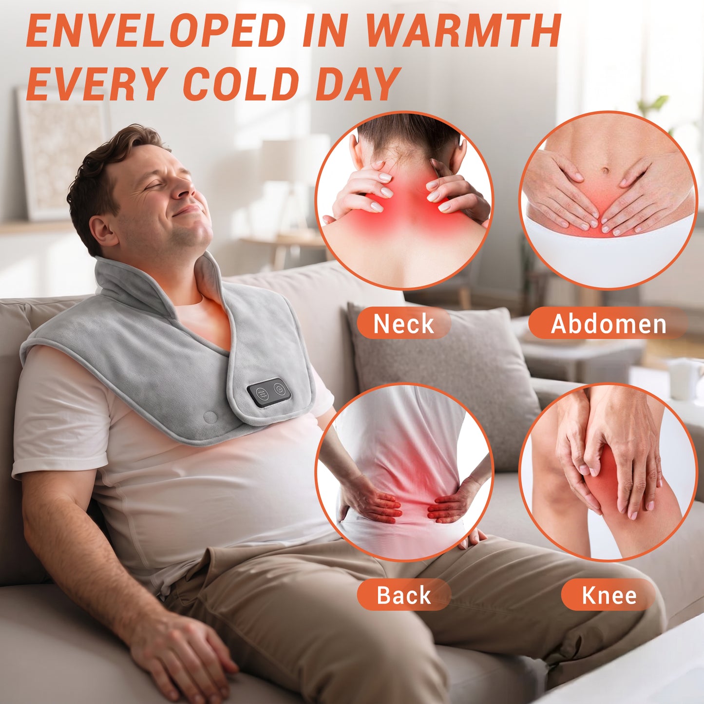 Mynt Heating Pad for Neck Shoulder Back, Weighted Shoulder Heating Pad with 3 Heating & Auto-Off, Gray