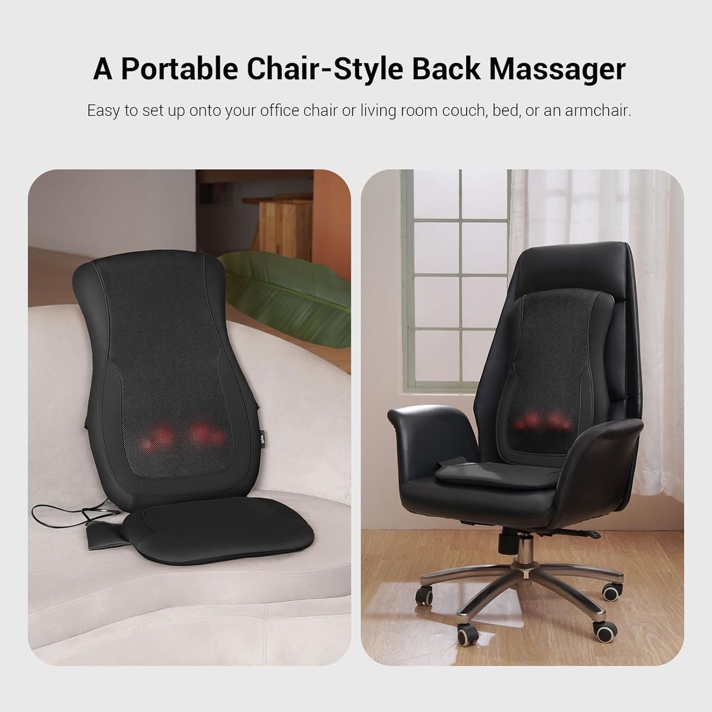 Mynt Shiatsu Back Massager for Chair with Heat, Deep Kneading Massage Pad for Office Home Use, Black(DP)