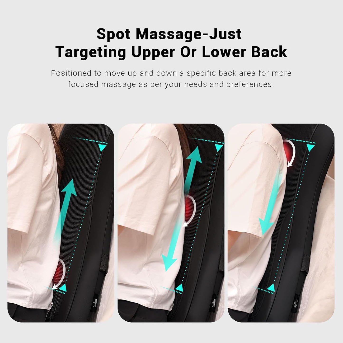 Mynt Shiatsu Back Massager for Chair with Heat, Deep Kneading Massage Pad for Office Home Use, Black(DP)