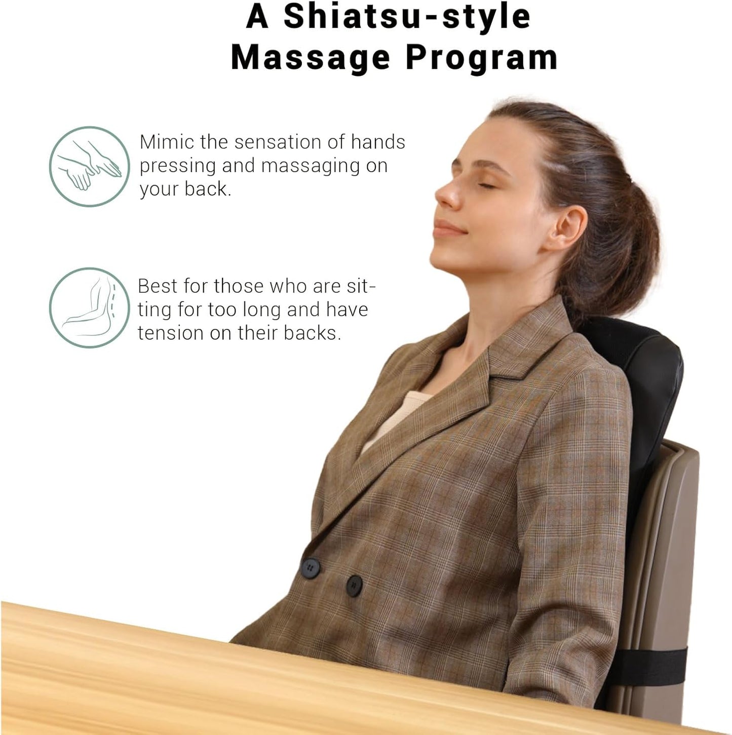 Mynt Shiatsu Back Massager for Chair with Heat, Deep Kneading Massage Pad for Office Home Use, Black(DP)