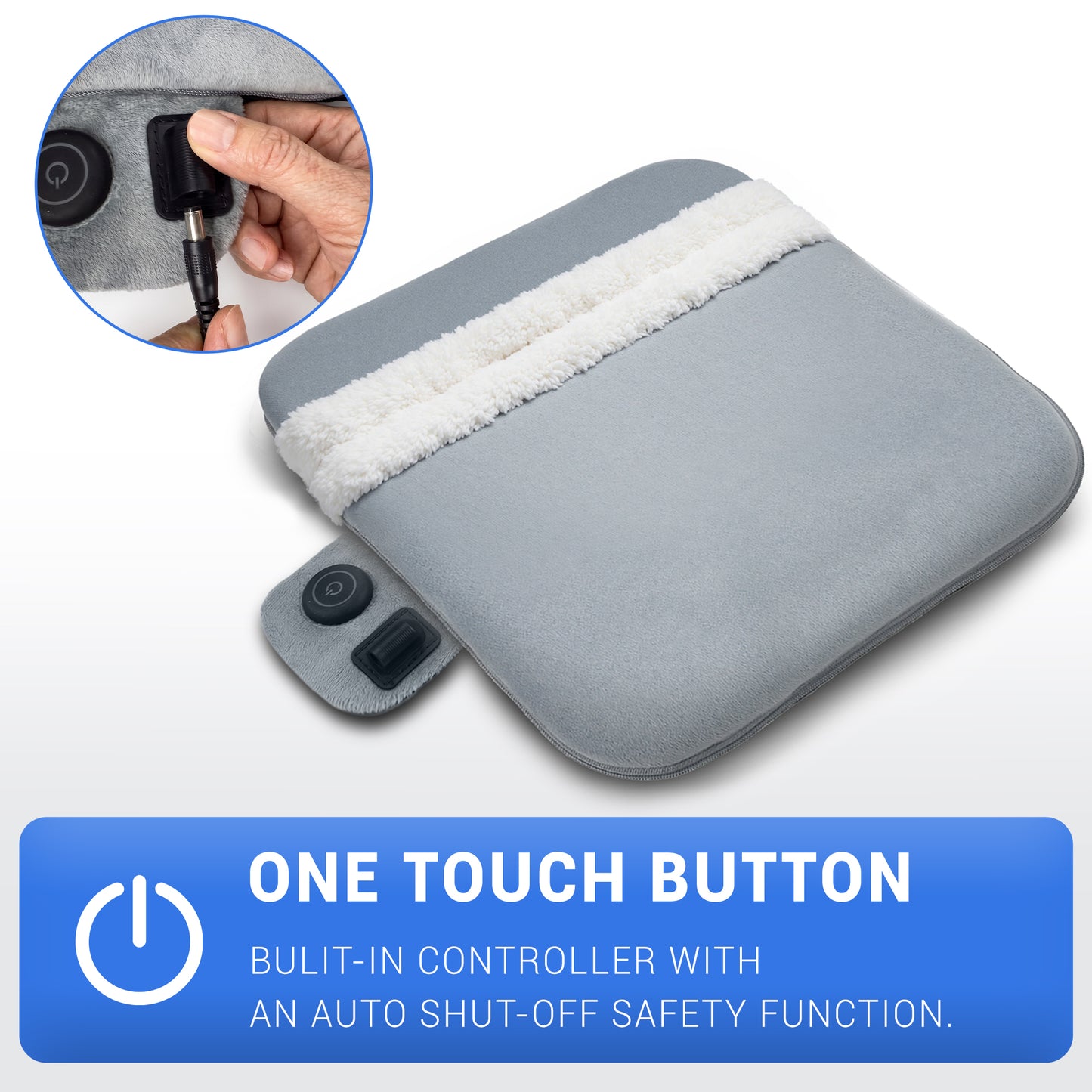 Mynt Heating Pad for Feet, Electric Heated Foot Warmers with 3 Heat Levels & Auto Shut Off, Gray