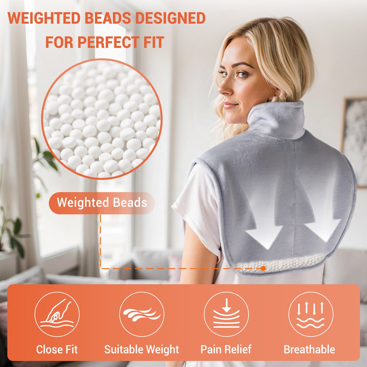 Mynt Heating Pad for Neck Shoulder Back, Weighted Shoulder Heating Pad with 3 Heating & Auto-Off, Gray