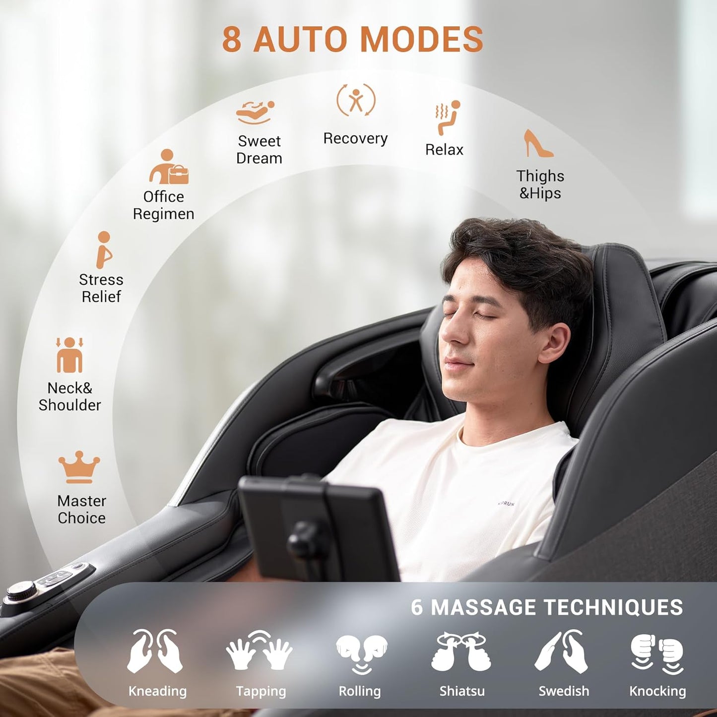 MYNTA 3D Massage Chair Full Body 2025 Shaitsu SL Track Massage Chairs with Zero Gravity Full Body Airbags & Heating, MC1650(Grey)