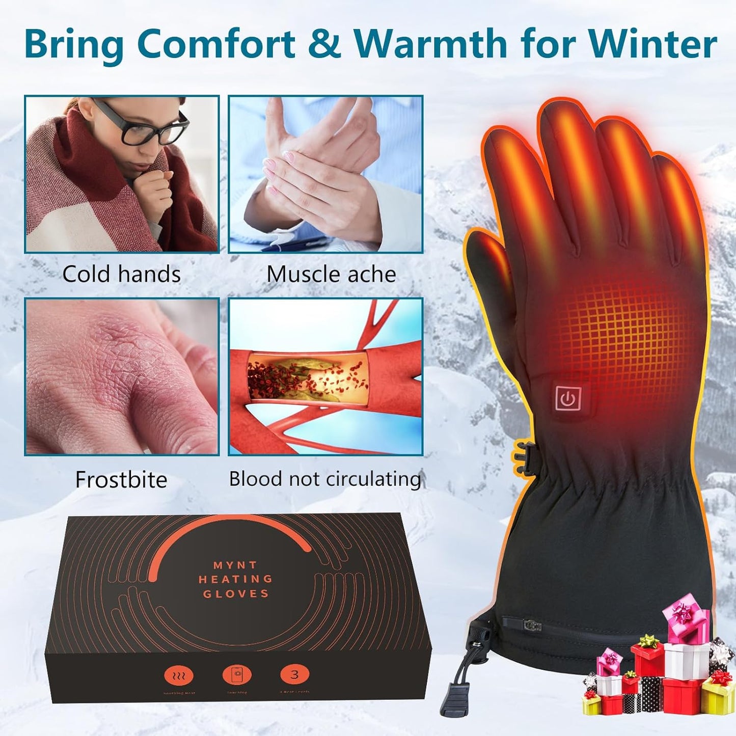 Heated Gloves for Men Women Teens, Rechargeable 5000mAh Battery