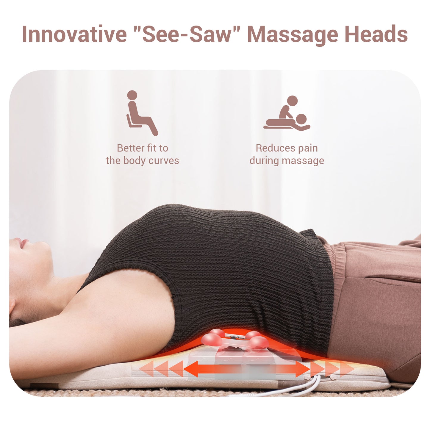 Mynt Back Massager with Heat, Foldable Shiatsu Seat Massage Cushion for Home/Office, Brown (DP)